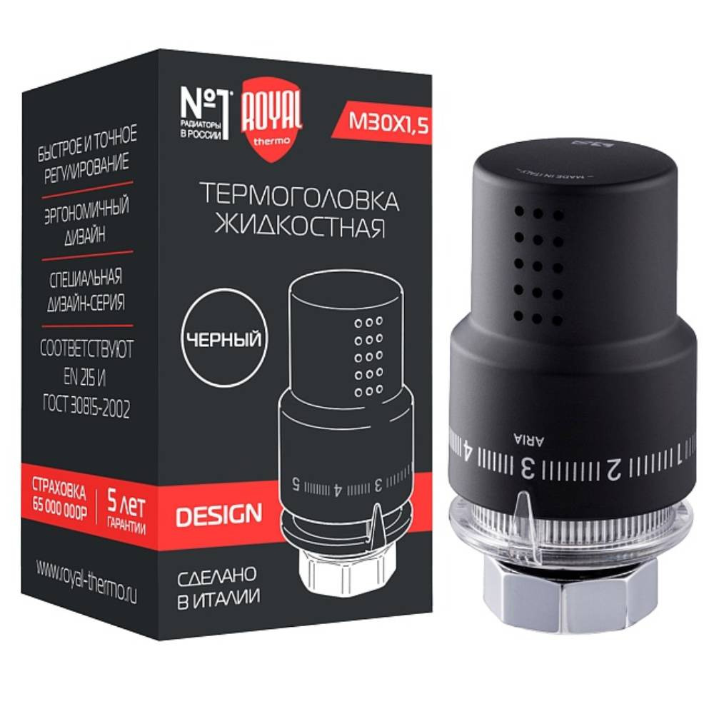 src Термоголовка жидкостная Royal Thermo Design М30х1,5 (черный) RTO 07.0008 — изображение 1